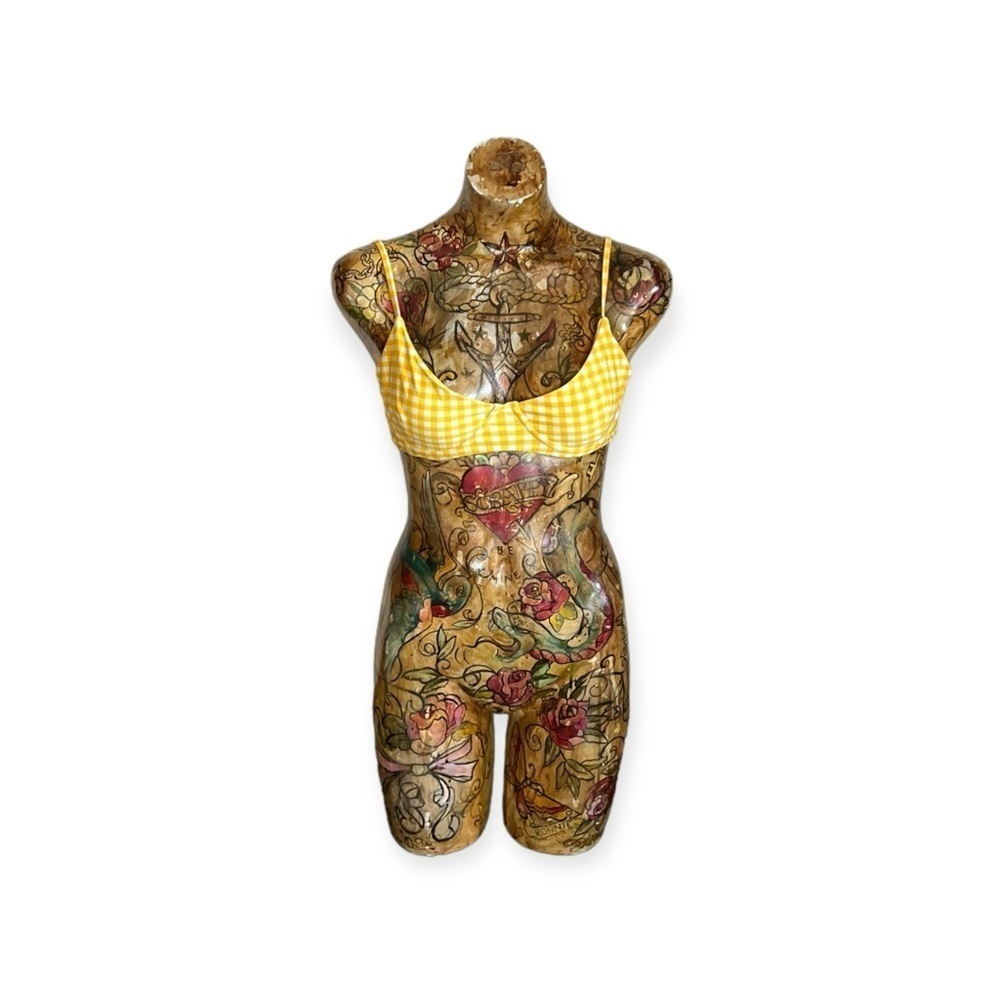 Blackbough bikini top yellow white medium swim wear summer top only